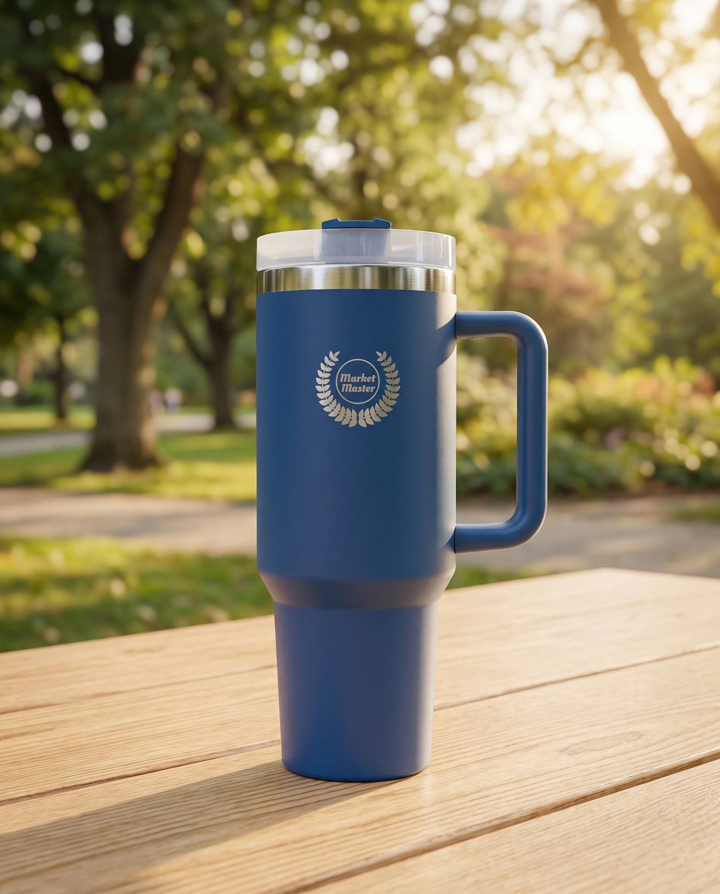 40 oz Premium Stainless Steel Tumbler with Handle & Straw | MARKET MASTER