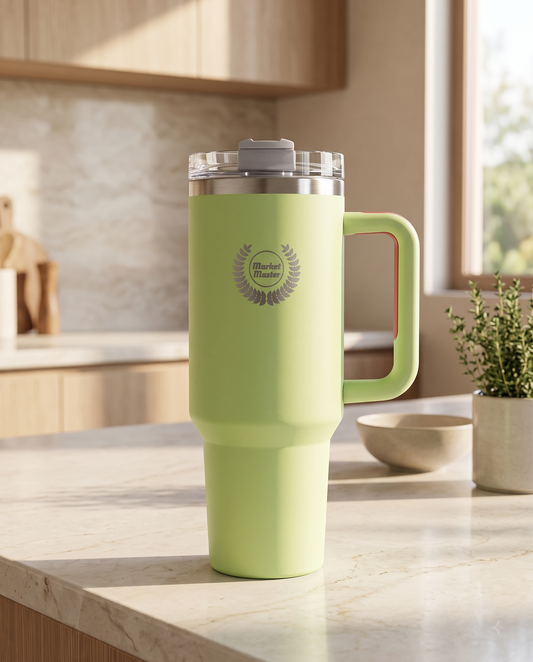 40 oz Premium Stainless Steel Tumbler with Handle & Straw | MARKET MASTER