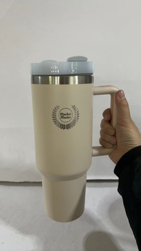 40 oz Premium Stainless Steel Tumbler with Handle & Straw | MARKET MASTER