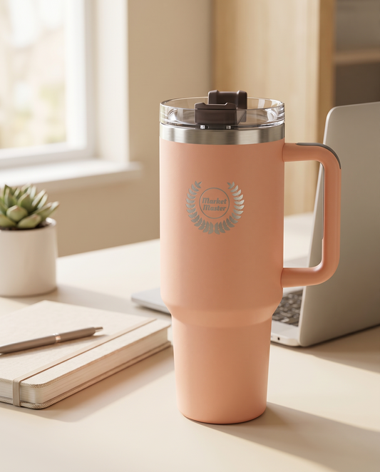40 oz Premium Stainless Steel Tumbler with Handle & Straw | MARKET MASTER