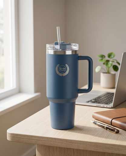40 oz Premium Stainless Steel Tumbler with Handle & Straw | MARKET MASTER