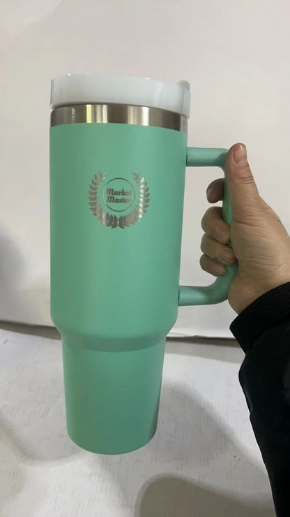 40 oz Premium Stainless Steel Tumbler with Handle & Straw | MARKET MASTER