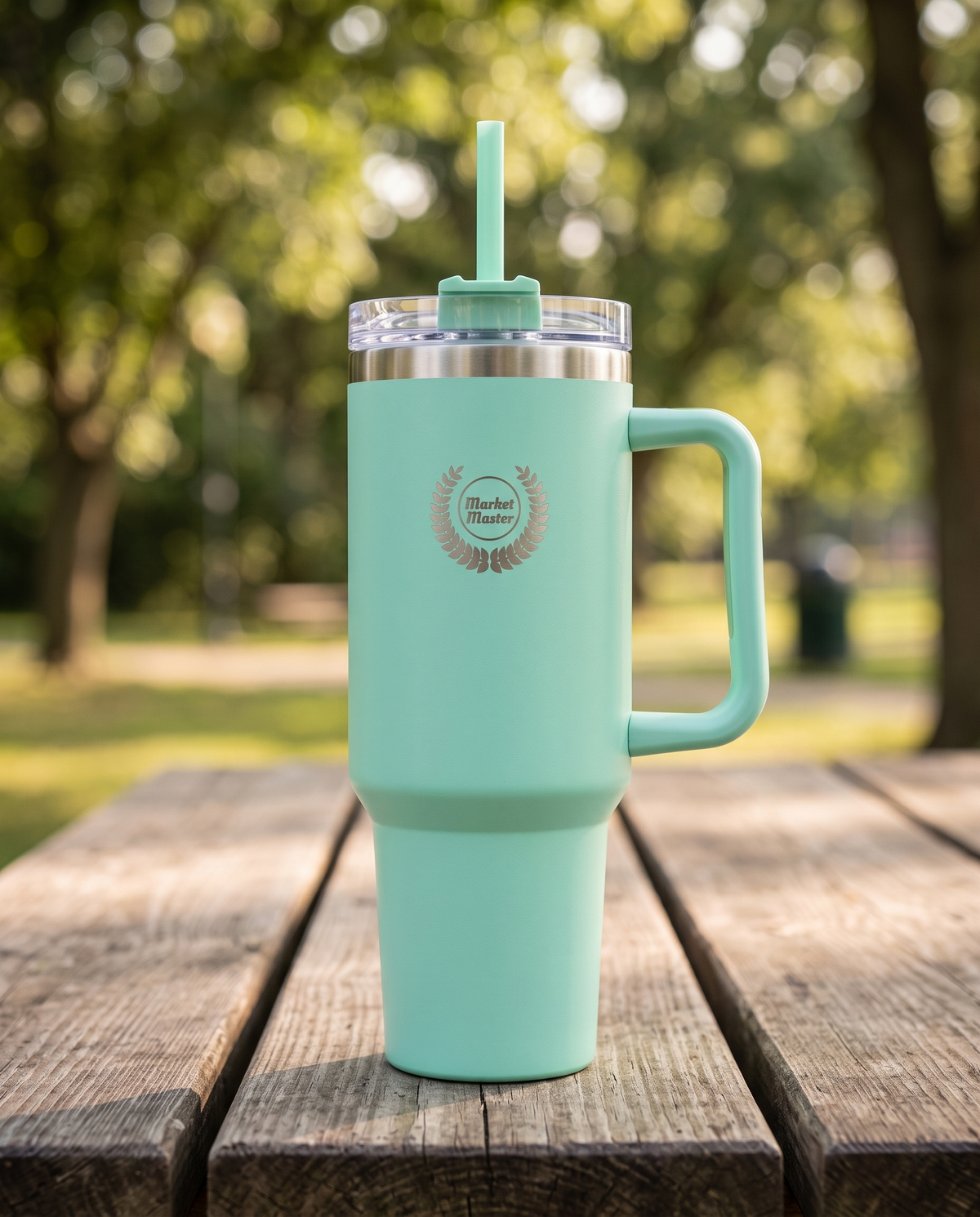 40 oz Premium Stainless Steel Tumbler with Handle & Straw | MARKET MASTER