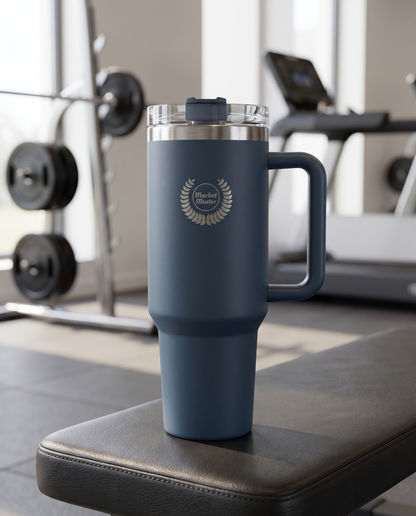 40 oz Premium Stainless Steel Tumbler with Handle & Straw | MARKET MASTER