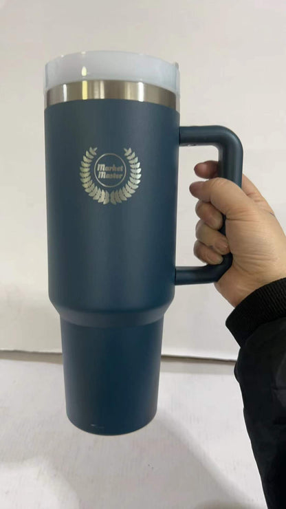 40 oz Premium Stainless Steel Tumbler with Handle & Straw | MARKET MASTER