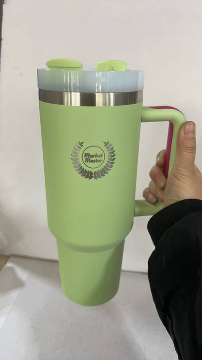 40 oz Premium Stainless Steel Tumbler with Handle & Straw | MARKET MASTER